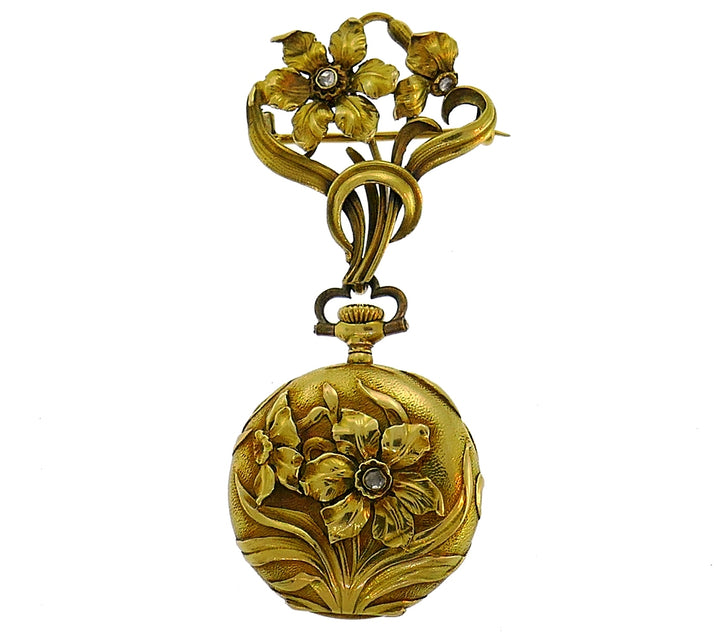 Victorian Patek Philippe 18k Gold Lapel Pocket Watch