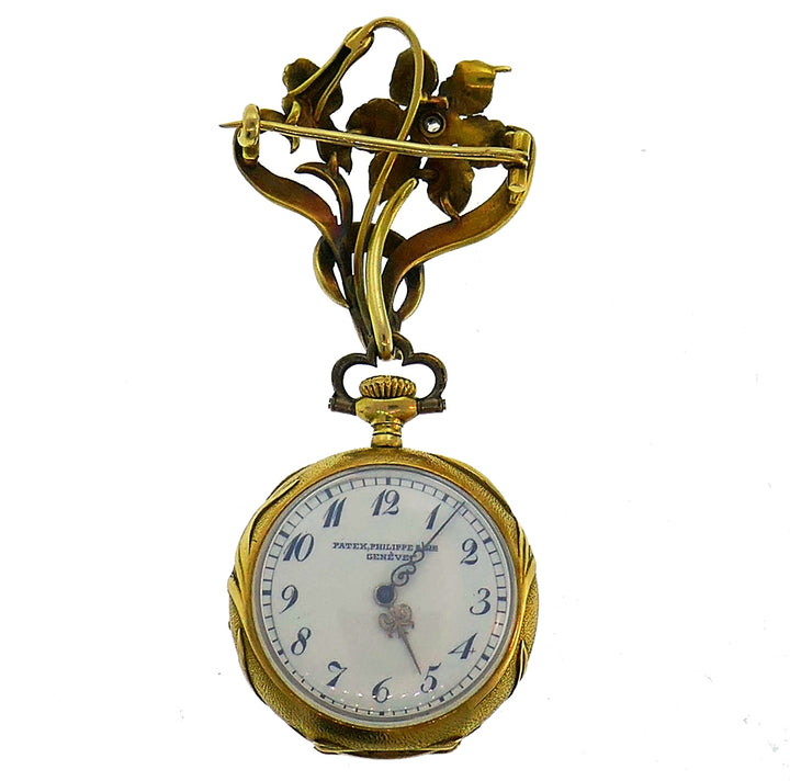 Victorian Patek Philippe 18k Gold Lapel Pocket Watch