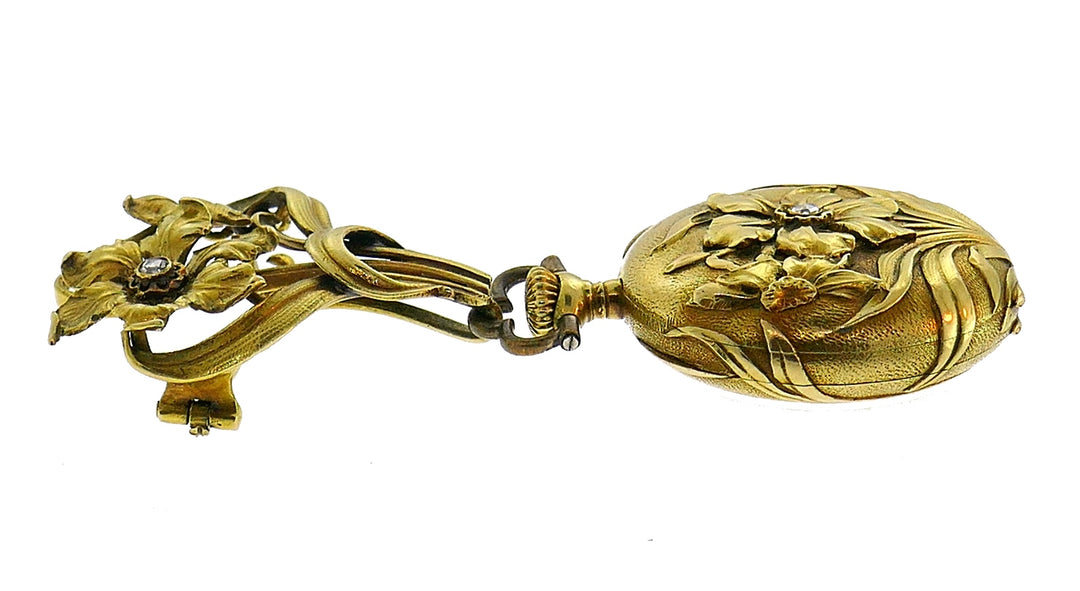 Victorian Patek Philippe 18k Gold Lapel Pocket Watch