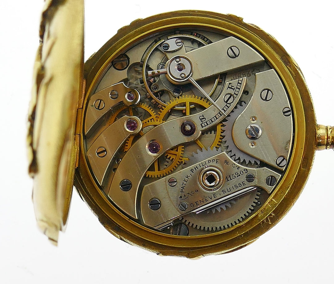 Victorian Patek Philippe 18k Gold Lapel Pocket Watch