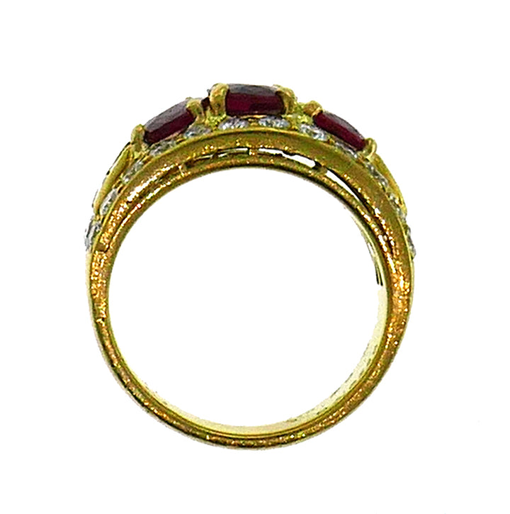 Vintage Bulgari Ruby Diamond 18k Yellow Gold Ring