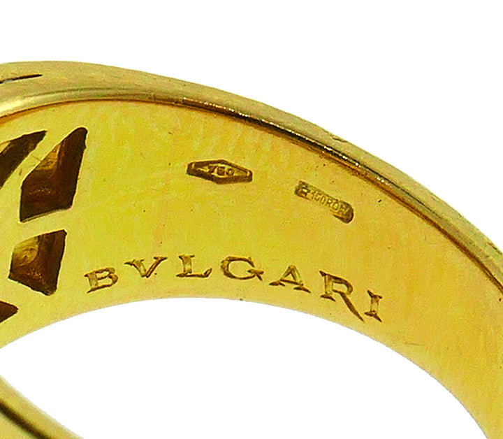 Vintage Bulgari Ruby Diamond 18k Yellow Gold Ring