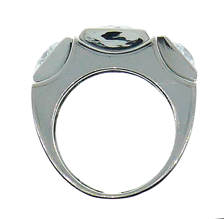 Art Deco Diamond Platinum Ring French Signed SB