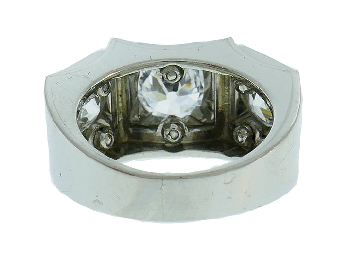 Art Deco Diamond Platinum Ring French Signed SB