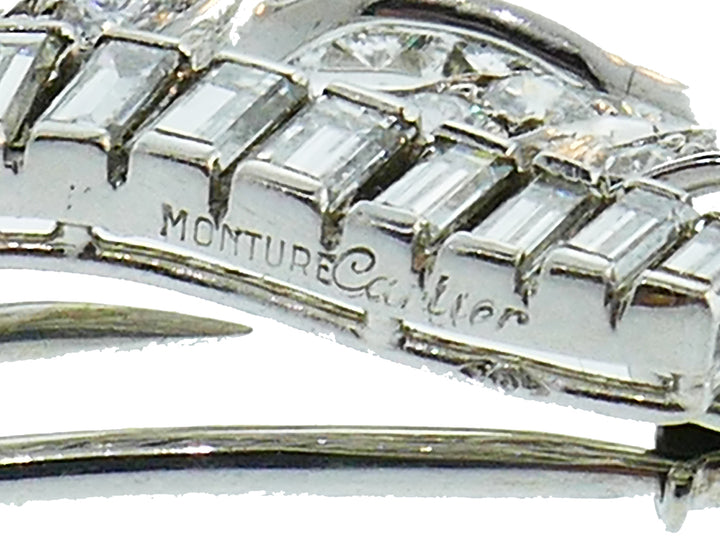 Vintage Cartier Monture Platinum Diamond Brooch Pin Clip