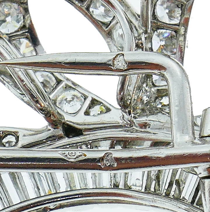 Vintage Cartier Monture Platinum Diamond Brooch Pin Clip