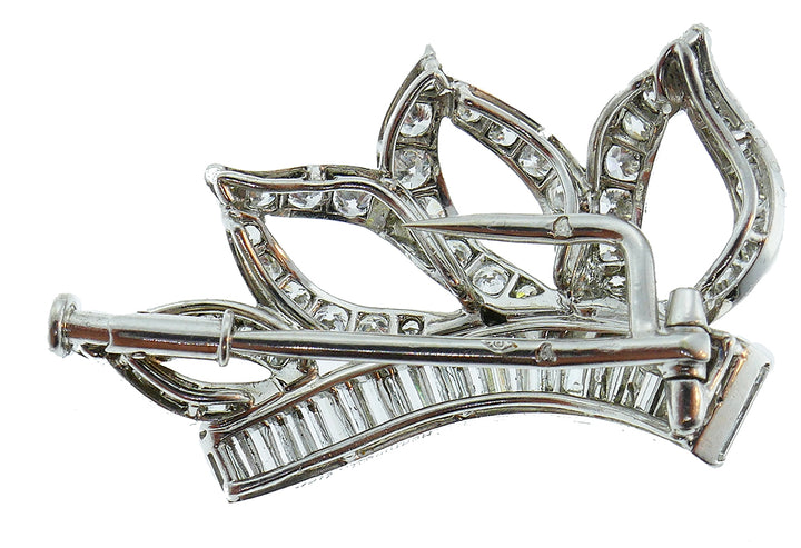 Vintage Cartier Monture Platinum Diamond Brooch Pin Clip