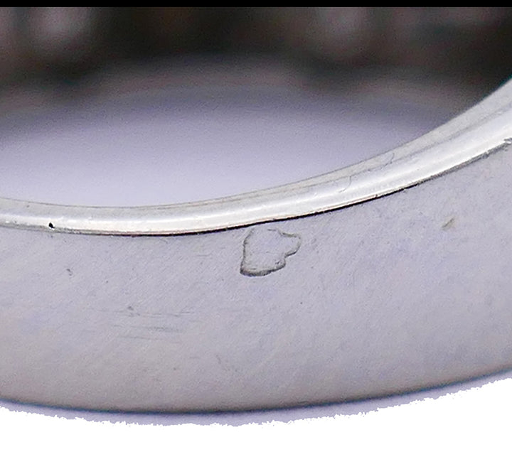 Art Deco Diamond Platinum Ring French Signed SB