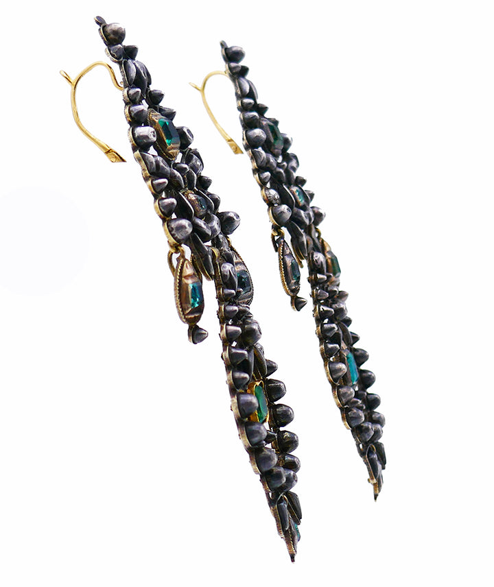 Antique Iberian 14k Gold Chandelier Earrings Silver Topped