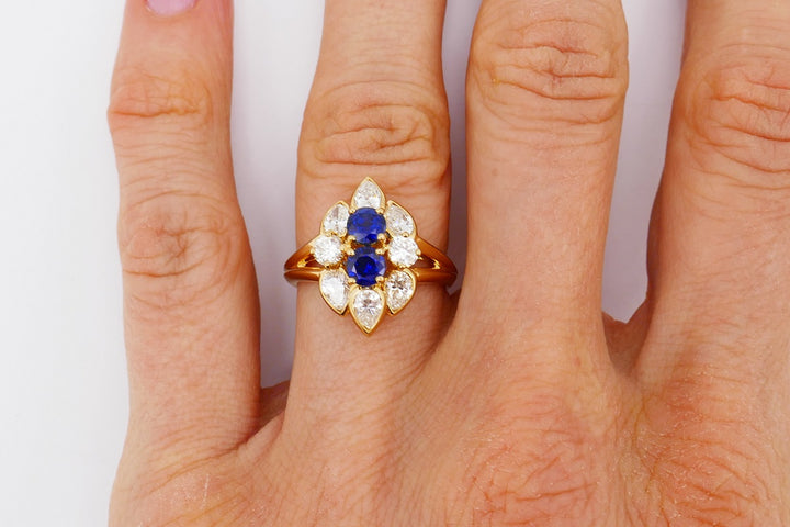 Chaumet Vintage Diamond Sapphire Yellow Gold Ring
