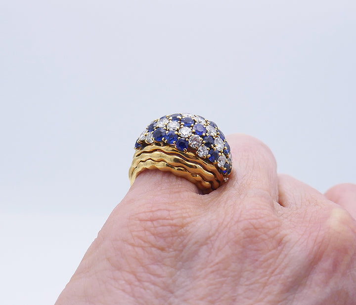 Vintage Boucheron Ring 18k Gold Diamond Sapphire Jewelry