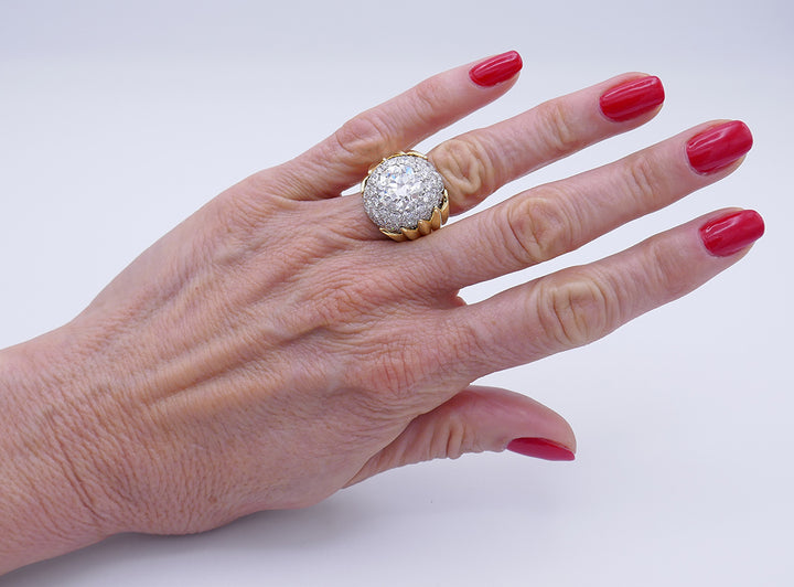 Verdura Vintage Ring 18k Gold Diamond 5.01-carat J SI2 GIA