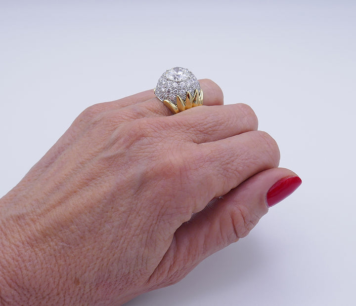 Verdura Vintage Ring 18k Gold Diamond 5.01-carat J SI2 GIA