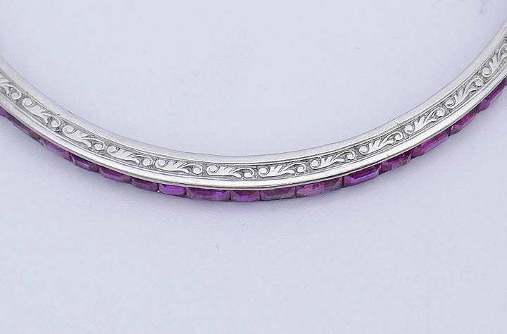 Art Deco Platinum Bangle Bracelet French, A Set of Two