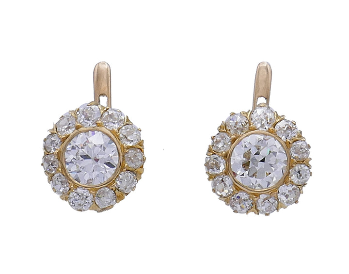 Antique Victorian Diamond Earrings 18k Gold Estate Jewelry