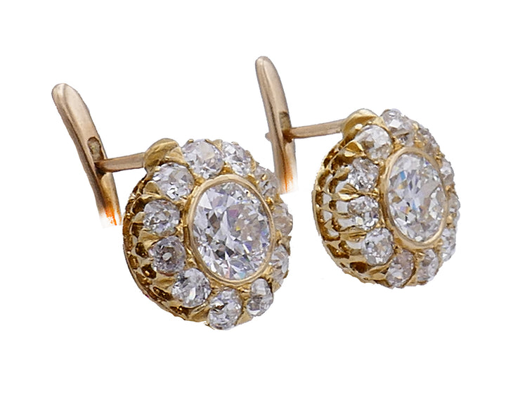 Antique Victorian Diamond Earrings 18k Gold Estate Jewelry