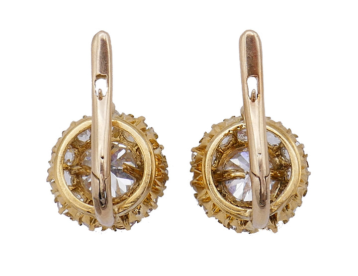 Antique Victorian Diamond Earrings 18k Gold Estate Jewelry