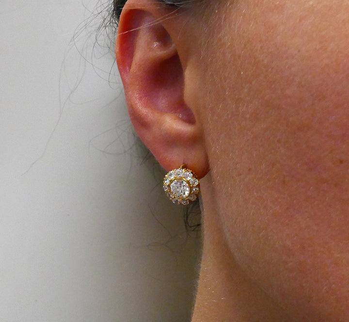 Antique Victorian Diamond Earrings 18k Gold Estate Jewelry