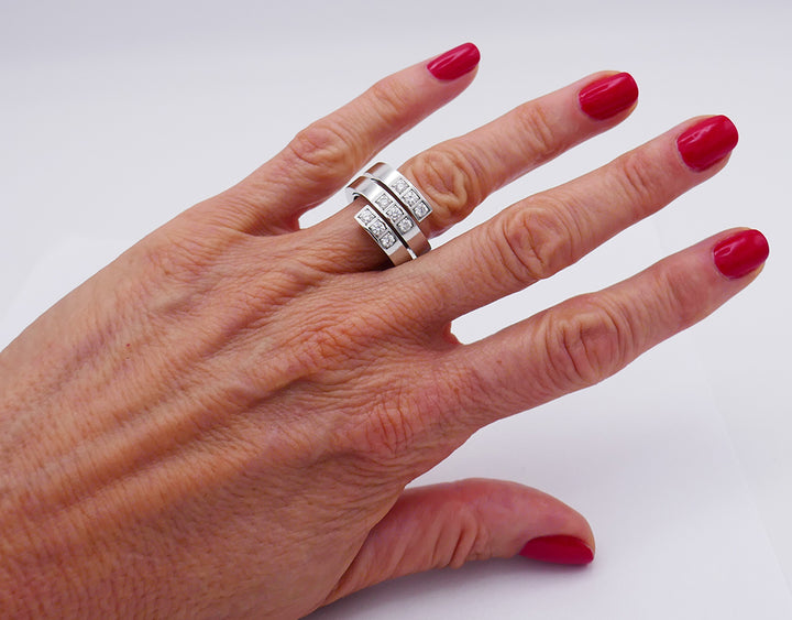 Vintage Cartier Ring 18k Gold Diamond Spiral Cocktail Estate