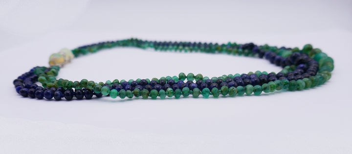 Art Deco Necklace Emerald Sapphire Bead Opal Platinum Clasp