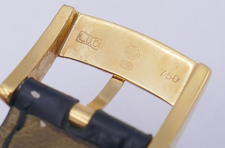 Vintage Chopard Watch L.U.C 18k Gold Leather Strap Estate