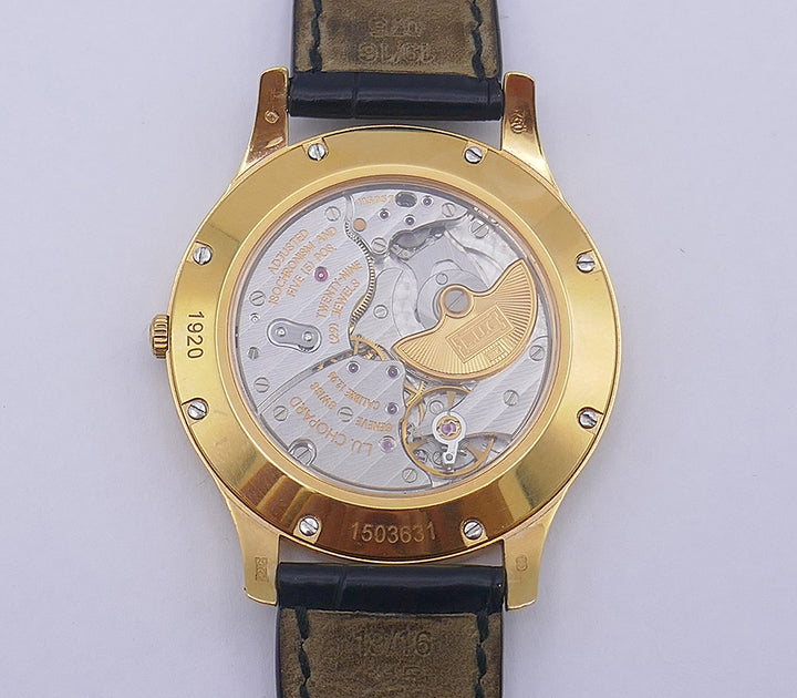 Vintage Chopard Watch L.U.C 18k Gold Leather Strap Estate