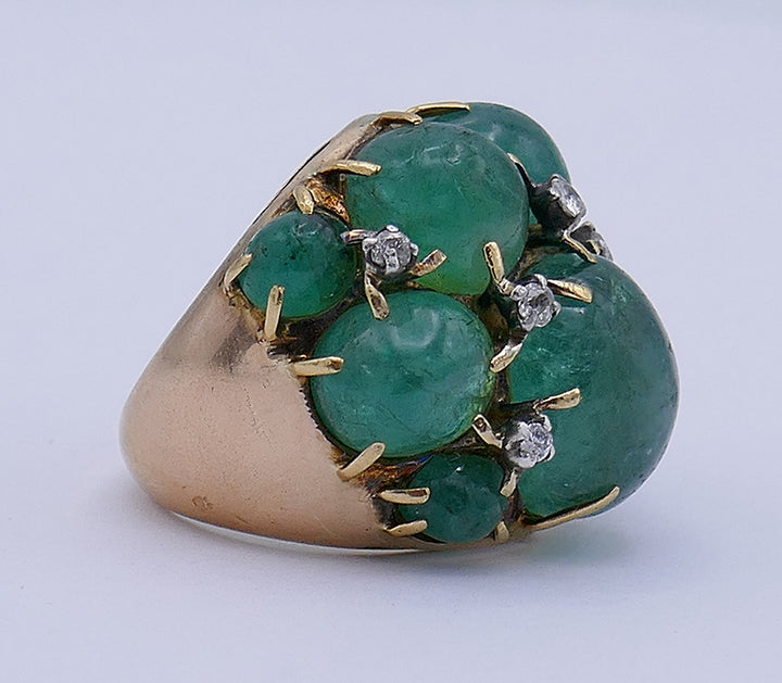 Vintage Ring 14k Gold Emerald Cocktail Estate Jewelry