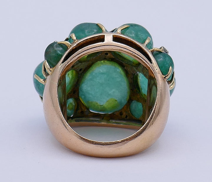 Vintage Ring 14k Gold Emerald Cocktail Estate Jewelry