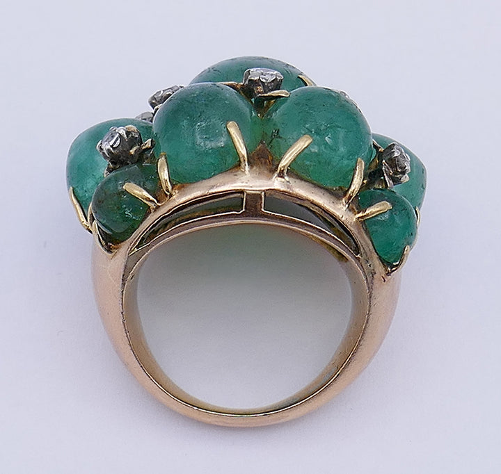 Vintage Ring 14k Gold Emerald Cocktail Estate Jewelry