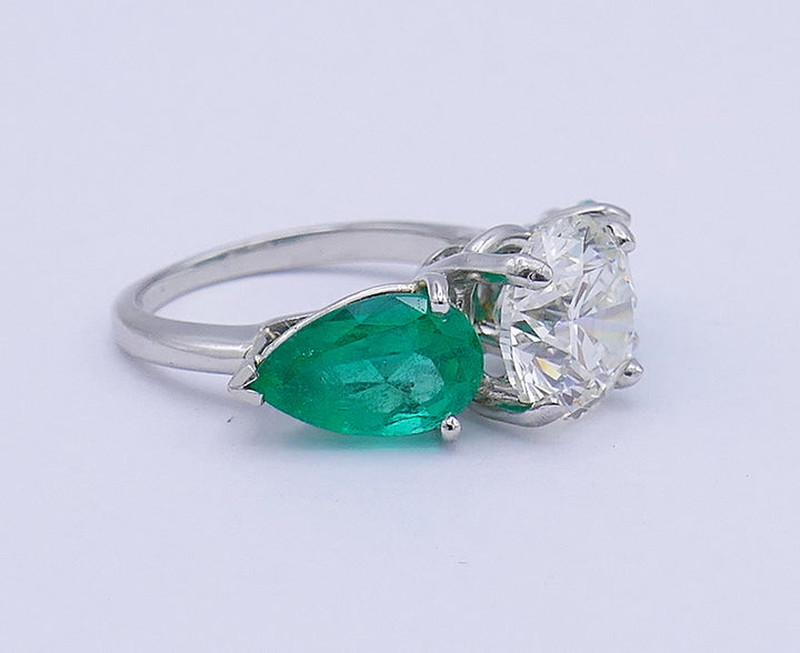 Platinum Emerald Diamond Ring 3.01-ct GIA Estate Jewelry