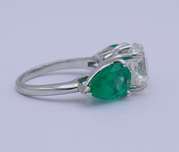 Platinum Emerald Diamond Ring 3.01-ct GIA Estate Jewelry