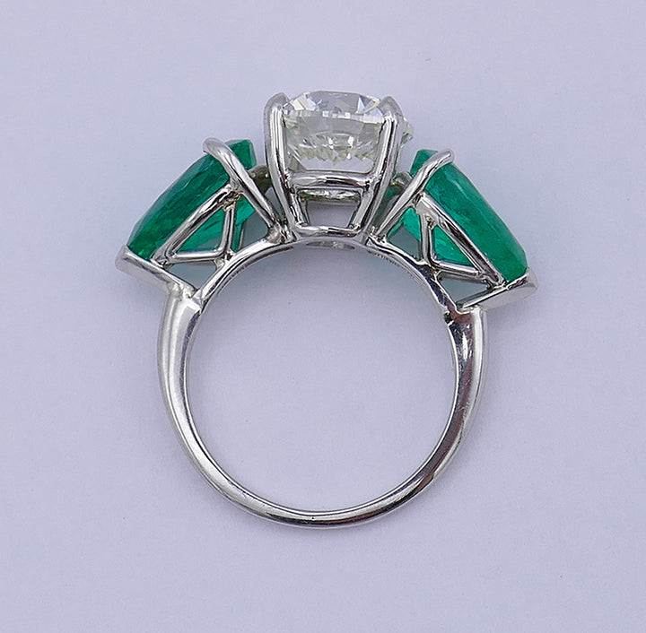 Platinum Emerald Diamond Ring 3.01-ct GIA Estate Jewelry