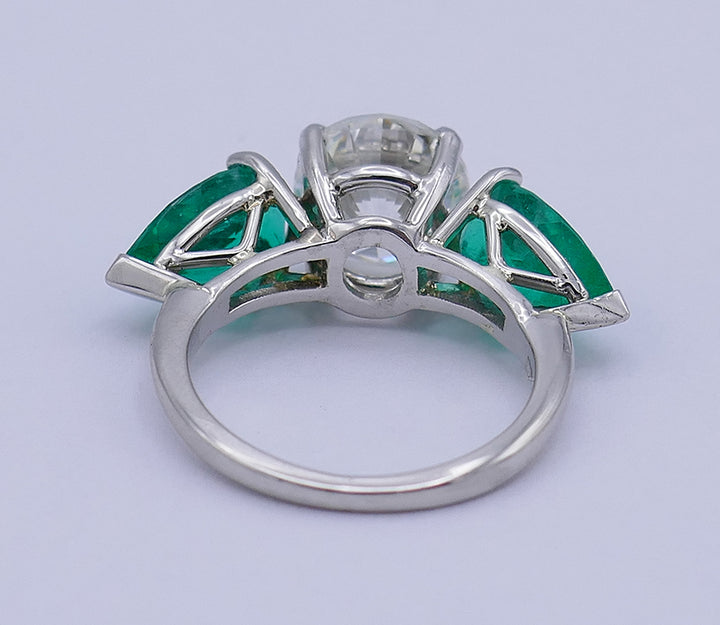 Platinum Emerald Diamond Ring 3.01-ct GIA Estate Jewelry