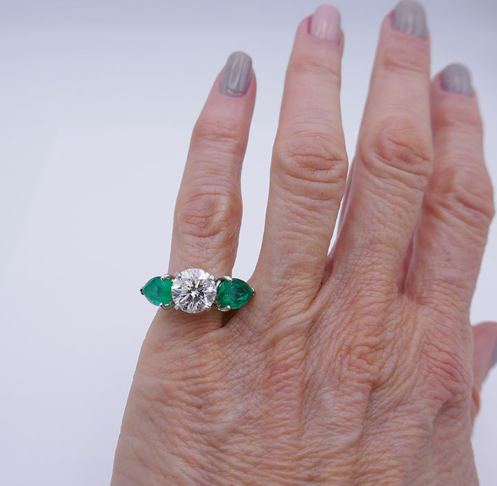 Platinum Emerald Diamond Ring 3.01-ct GIA Estate Jewelry
