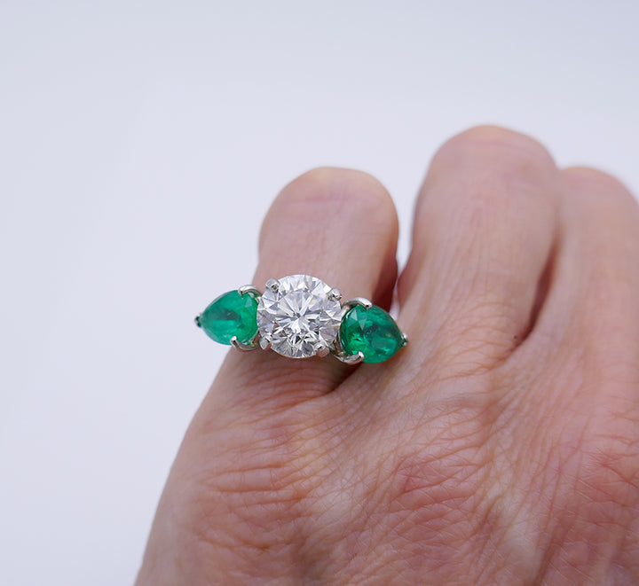 Platinum Emerald Diamond Ring 3.01-ct GIA Estate Jewelry