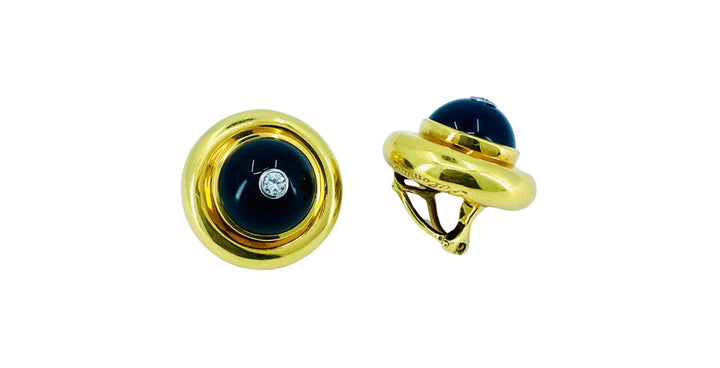 Paloma Picasso  Vintage Earrings 18k Gold Onyx Diamond