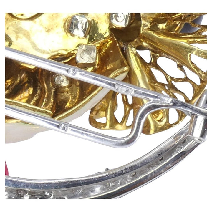 Pierrot Lunaire Vintage Brooch 18k Gold Enamel Diamond