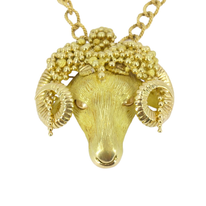 Roger Lebenstein 18k Gold Aries Pendant Necklace