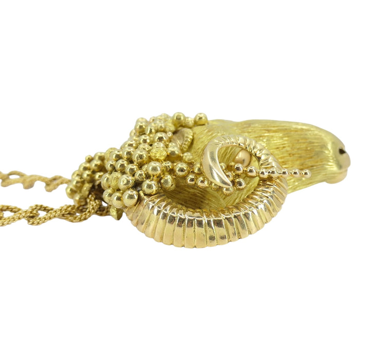 Roger Lebenstein 18k Gold Aries Pendant Necklace