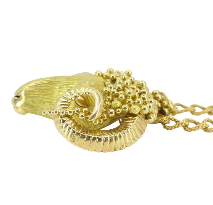 Roger Lebenstein 18k Gold Aries Pendant Necklace