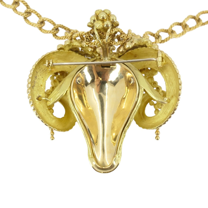 Roger Lebenstein 18k Gold Aries Pendant Necklace