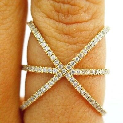 14K Yellow Gold X Marks Diamond Orb-shaped Saturn Ring