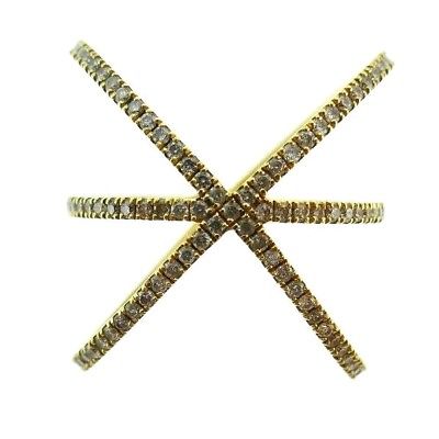 14K Yellow Gold X Marks Diamond Orb-shaped Saturn Ring