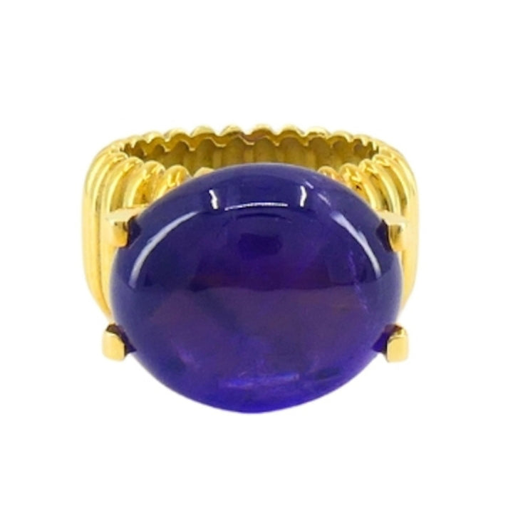 Amethyst Ring Signed Tambetti 18k Gold Cocktail Ring
