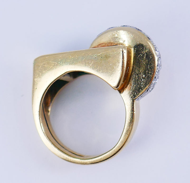 Trabert & Hoeffer Emerald Diamond Ring 14k Gold Retro Estate