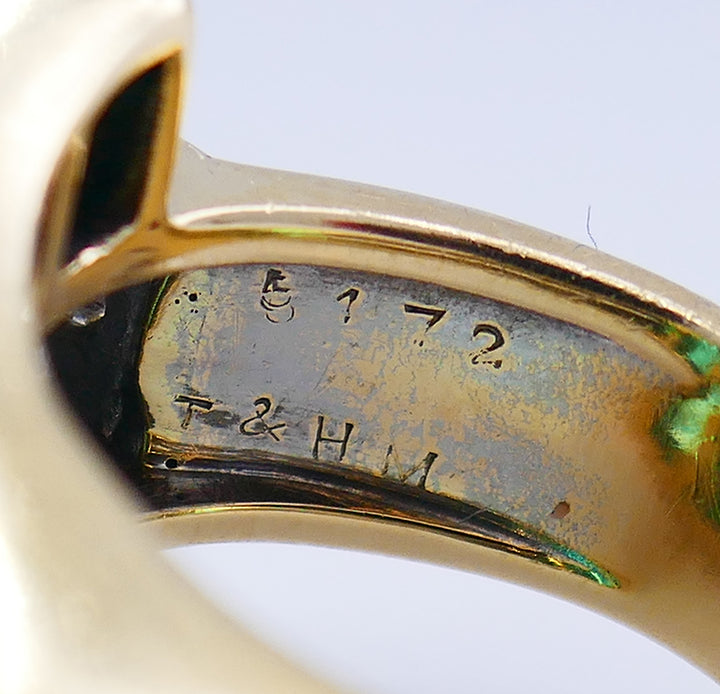 Trabert & Hoeffer Emerald Diamond Ring 14k Gold Retro Estate