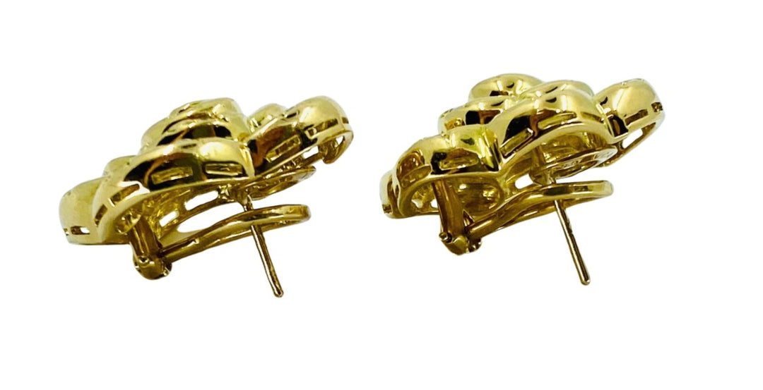 Van Cleef & Arpels Gold Diamond Camellia Earrings