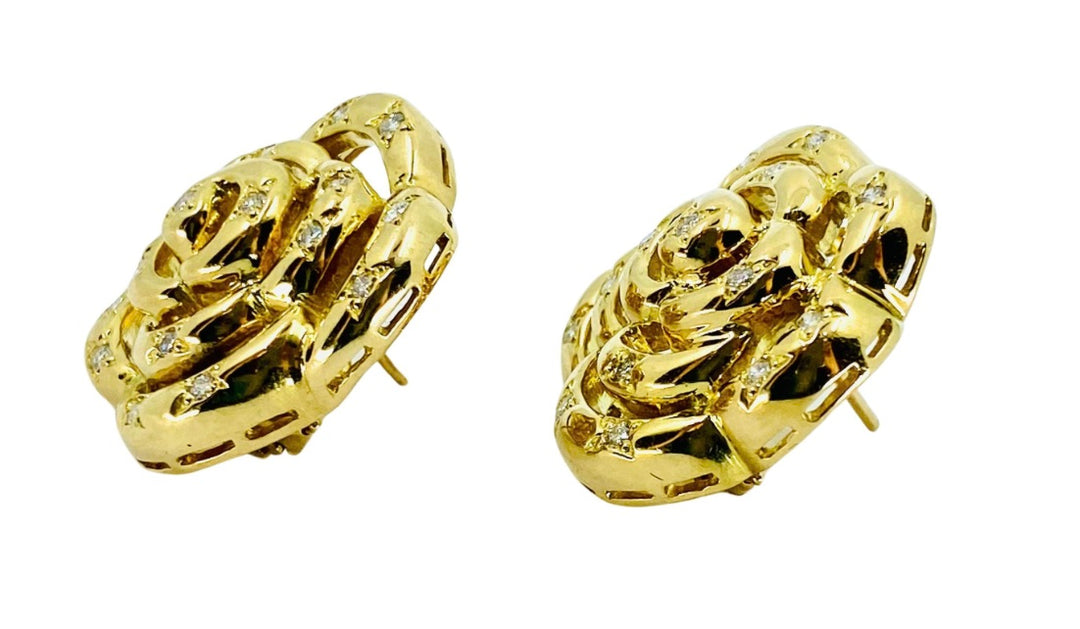 Van Cleef & Arpels Gold Diamond Camellia Earrings
