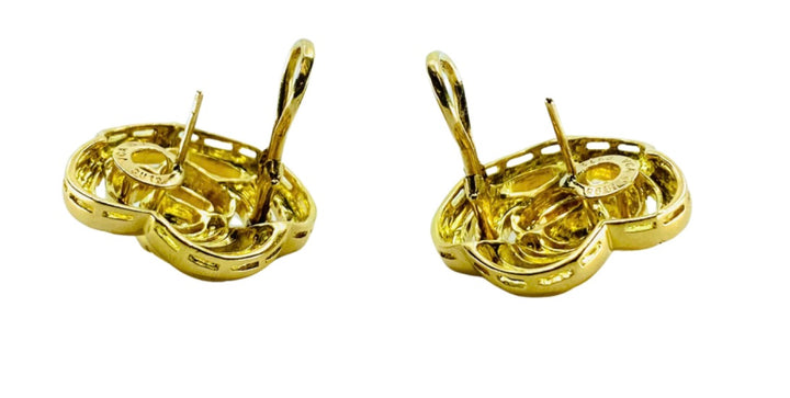 Van Cleef & Arpels Gold Diamond Camellia Earrings