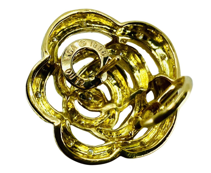 Van Cleef & Arpels Gold Diamond Camellia Earrings